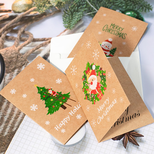 Title 6, Kraft Paper Christmas Blessing Card Message Car...