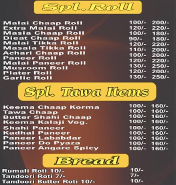 Chacha Chaap Corner & Caterers menu 