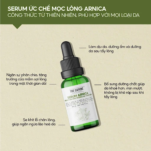 Serum Ức Chế Mọc Lông The Cafuné mùi thơm hơn mỡ trăn chiết xuất hoa cúc Arnica hỗ trợ triệt lông triệt để an toàn 20ml