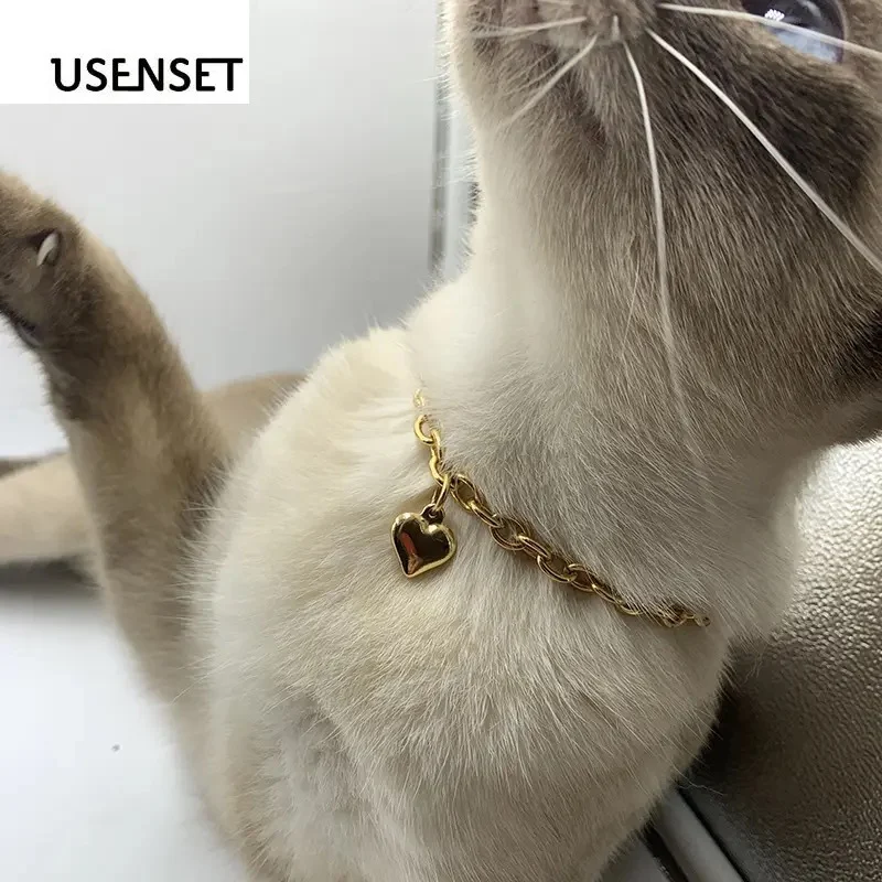 Paslanmaz Çelik Evcil Hayvan Kedi Köpek Aşk Kalp Kolye, evcil hayvanınıza sevginizi göstermenin şık bir yolu, dayanıklı ve zarif.