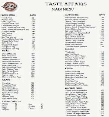 Taste Affairs menu 