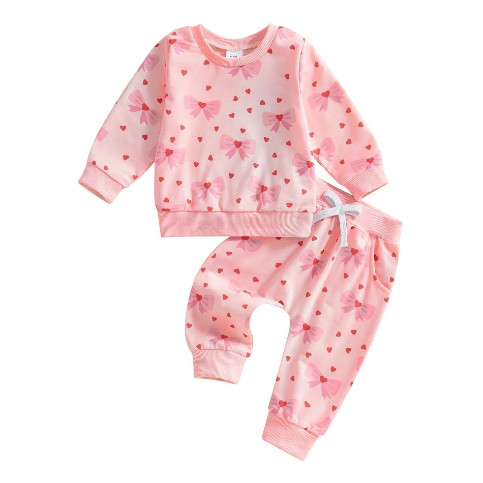 Hartvormig bedrukte top met lange mouwen en broekenset voor dames, ideaal voor een comfortabele en modieuze look. Perfect voor dagelijks gebruik.