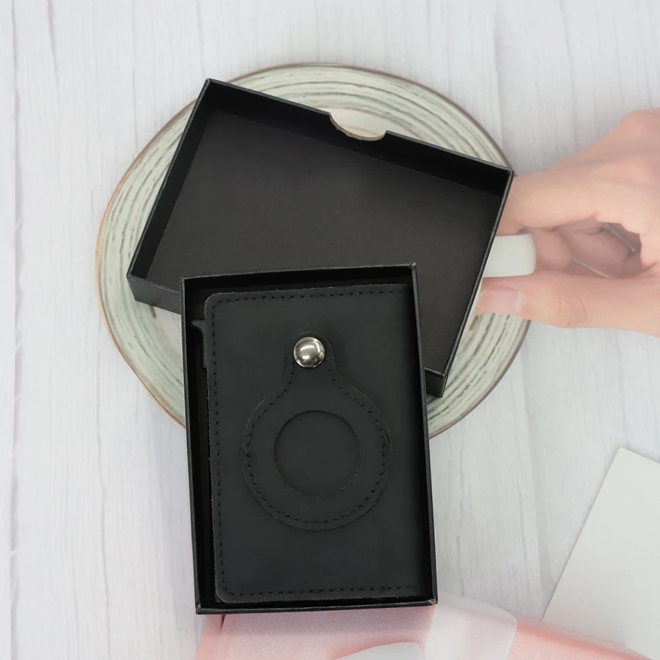 Monedero Minimalista para Hombre con AirTag, Tarjetero de Cuero Genuino Premium y Protección RFID Delgado