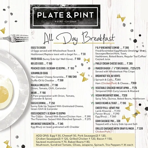 Plate & Pint menu 