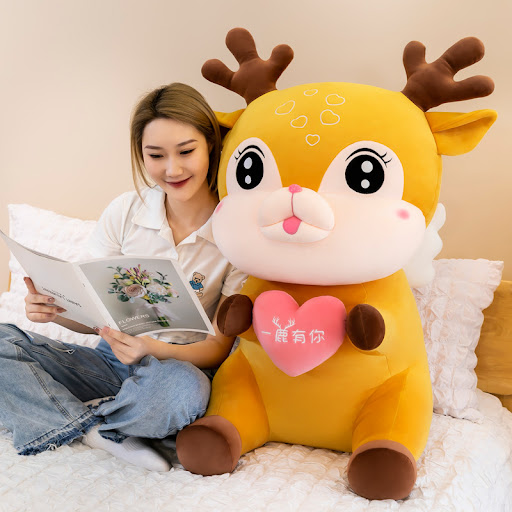 Title 3, Cute Sika Deer Plush Toy Rag Doll Sleeping Pill...