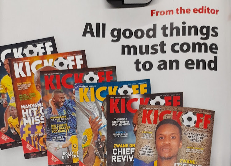 A picture taken of the latest editorial page of Kick Off magazine, which is shutting down after 28 years of publication.