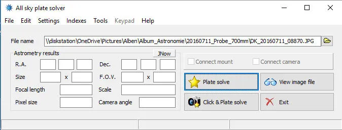 All sky plate solver: File name