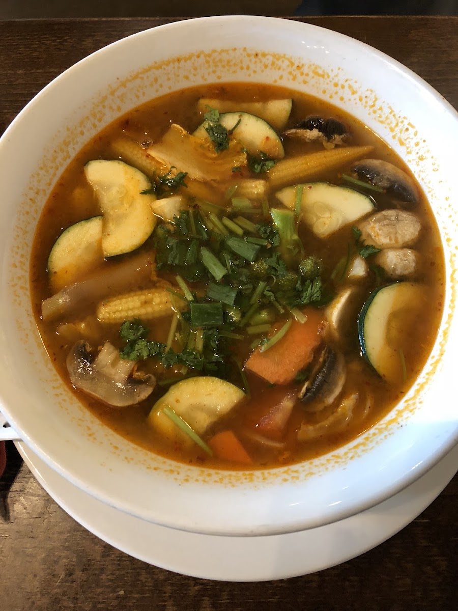 Vegetable tom yum soup.