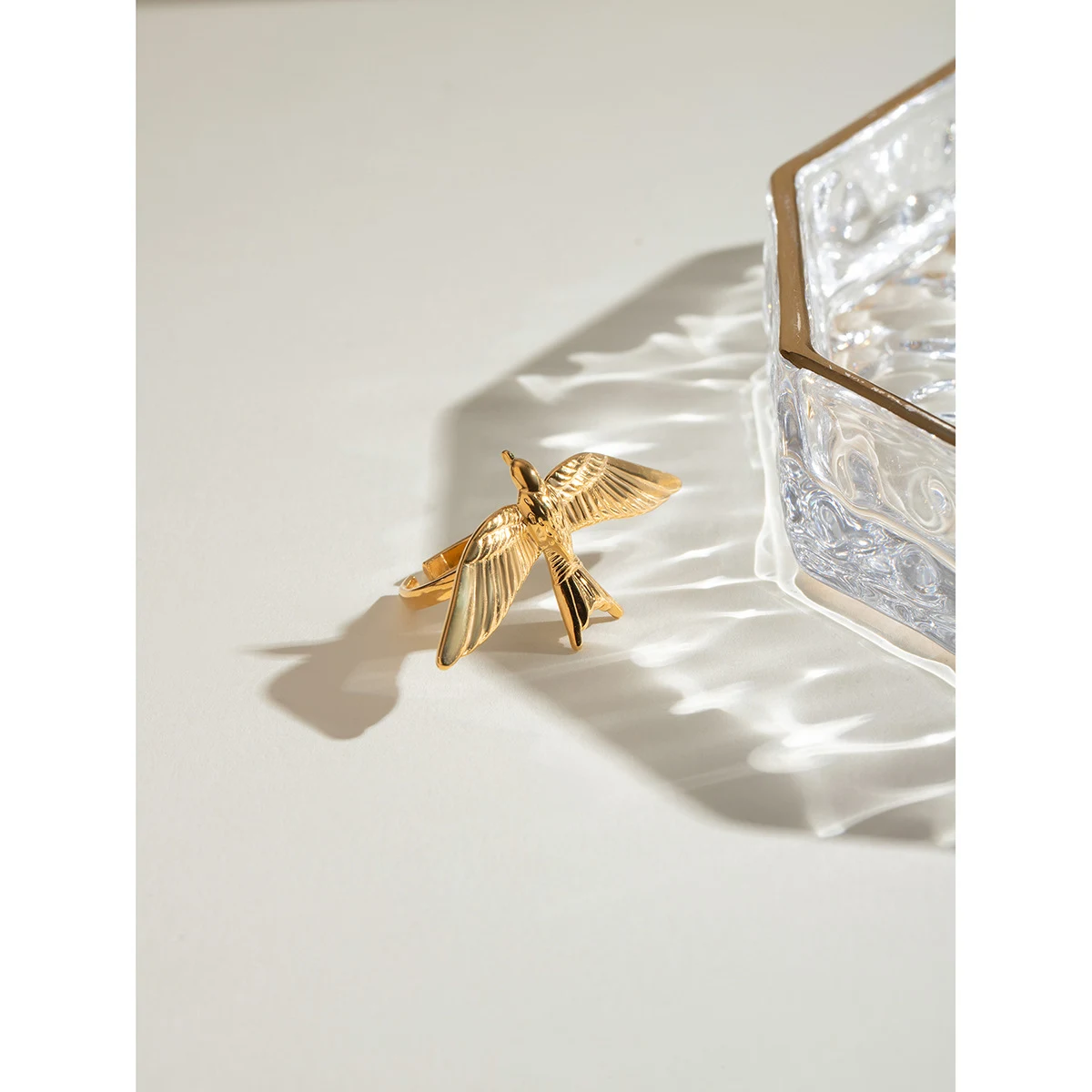 Title 4, Vintage Gold Stainless Steel Flying Bird Wings ...