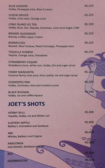 Joet's Bar And Restaurant menu 