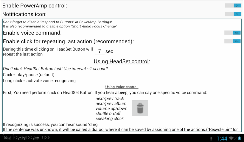    PowerAmp Voice Control (Pro)- screenshot  