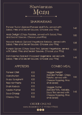Shawarmas menu 