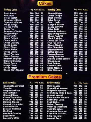 Souffle Cake Shop menu 