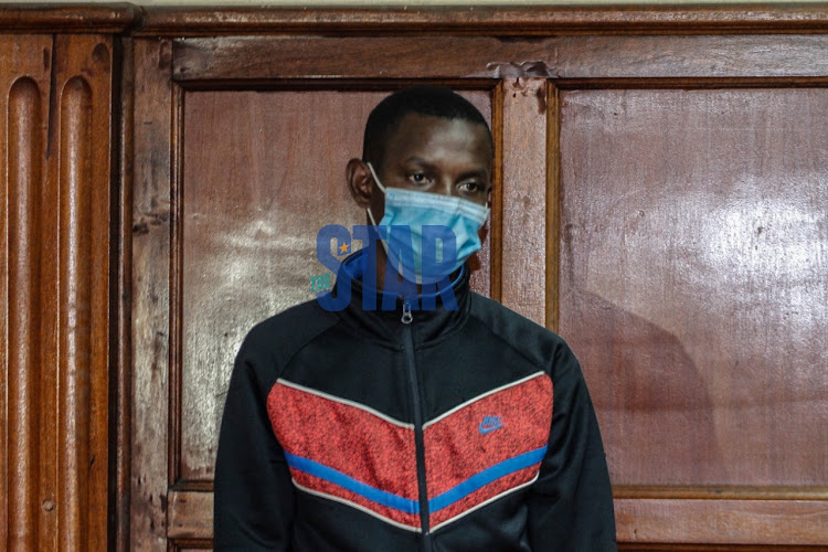 Joshua Maina Toto before magistrate Bernard Ochoi at the Milimani law court on May 31,2021.