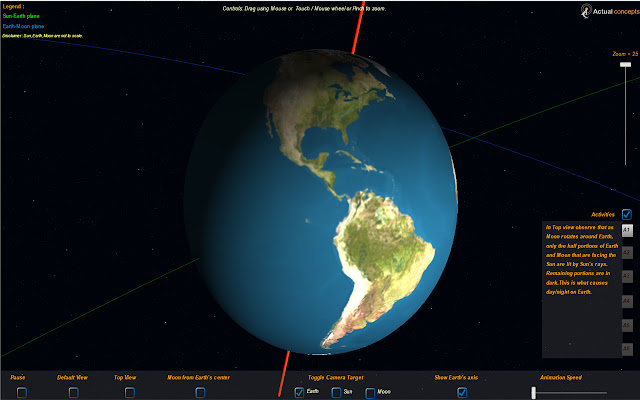 3D Earth Sun and Moon chrome extension