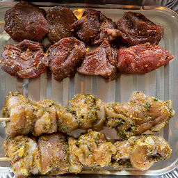 Marinated Uncooked Lamb Kebobs