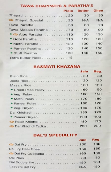 Bhagat Tarachand menu 