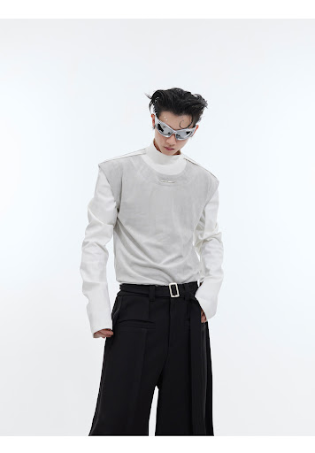 Title 7, Slimming Bottoming Shirt with Deconstructed Fak...