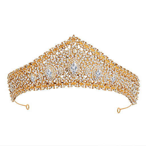Title 7, Zirconia Bridal Crown Alloy Court Wedding. Eleg...