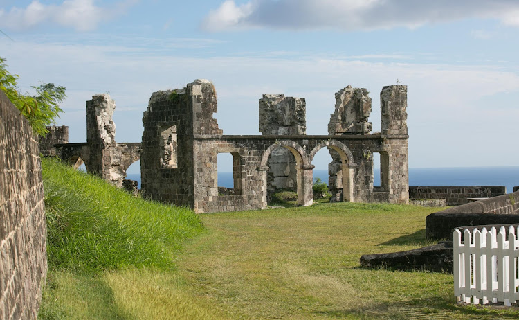 Ruins of the Artillery Officers Quarters at Brimstone Hill Fortress on St. Kitts. 