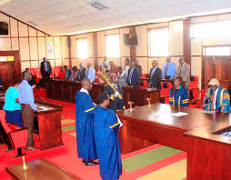 Nyamira County assembly in session.A sharp division has openly emerged over different political alignments between the Mcas.