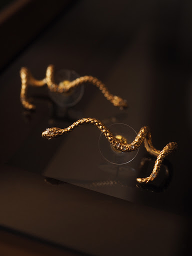 Title 2, Gold Snake Vintage Earrings No Pierced Diamond ...