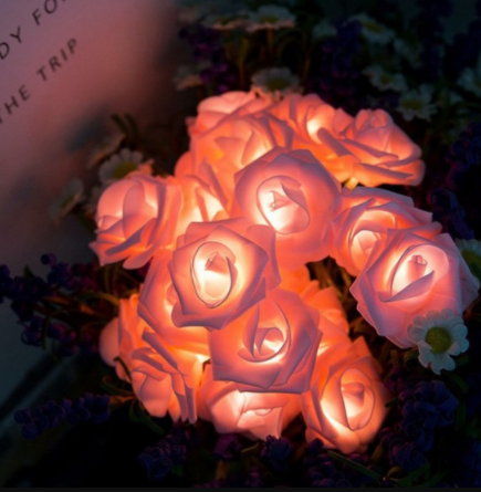 Battery Powered 1M 2M 5M 10M LED Rose Flower String Lights Holiday Valentine's Day Wedding Birthday Party Decor Garland