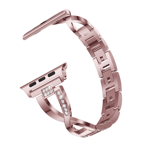 Title 5, Correa de reloj de metal con diseño X y diamant...