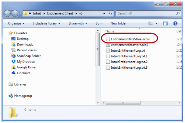 Select EntitlementDataStore.emcl file