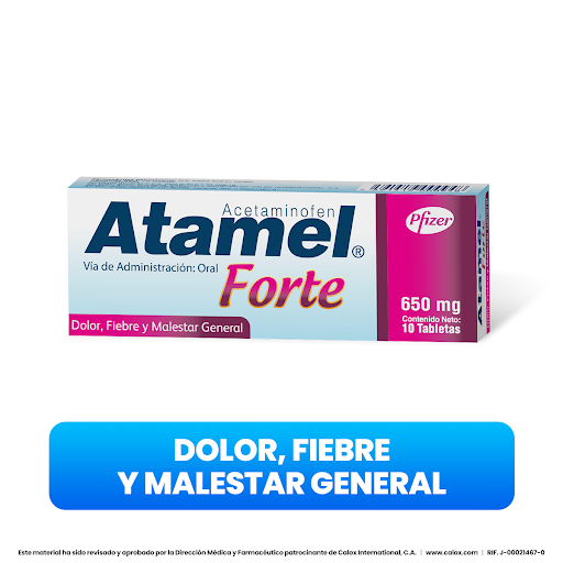 Acetaminofen Atamel Forte 650 mg x 10 Tabletas