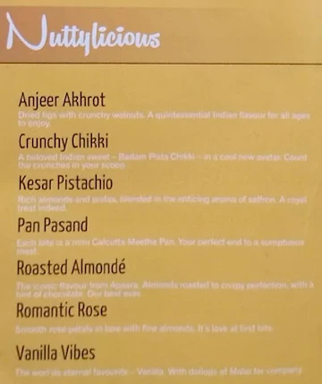 Apsara Ice Creams menu 