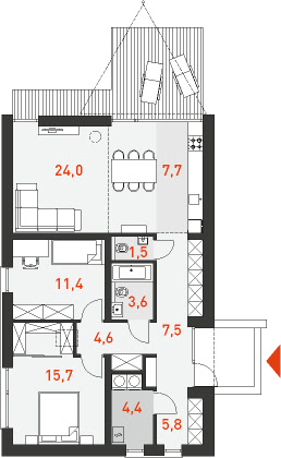 Radosny 1 - Rzut parteru