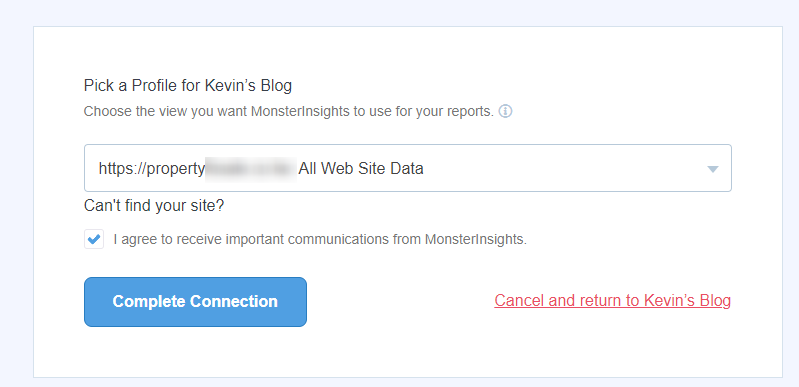 Connect MonsterInsights to Google Analytics account