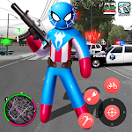 Cover Image of Скачать Spider Capitaine american Stickman Rope Hero Crime 1.2 APK