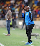 Pitso Mosimane, coach of Mamelodi Sundowns during the Absa Premiership 2017/18 match between Kaizer Chiefs and Mamelodi Sundowns at FNB Stadium, Johannesburg South Africa on 27 January 2018. 
