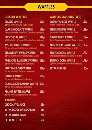 Waffle World menu 