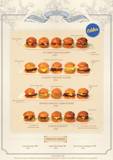 Eddies Burger menu 