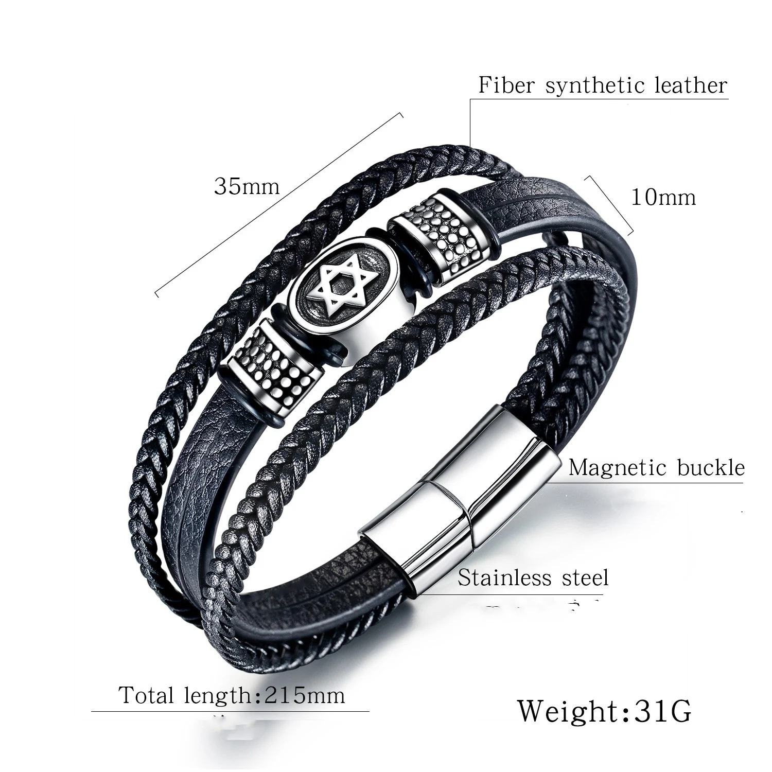 Title 1, Bracelet en cuir et acier titane Six Star pour ...