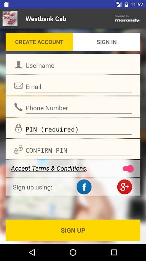 Android application Horizon Cab screenshort