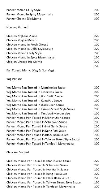 The Momo Plate menu 