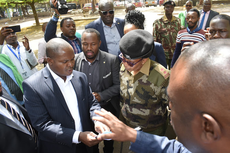 Nairobi MCAs led by County Assembly Speaker Ken Ng'ondi as they storm Supreme Court reclaims their parking lot on November 9, 2022