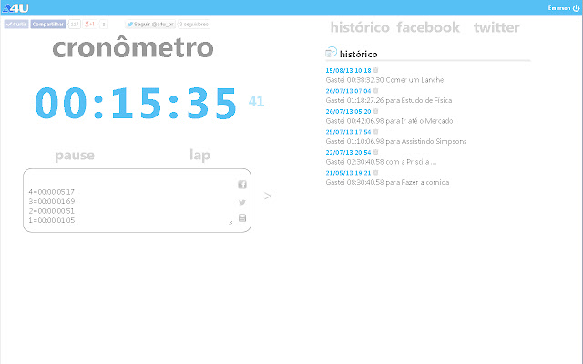 Cronometro / Stopwatch 4u chrome extension