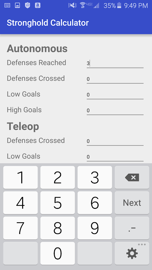    FRC Stronghold Calculator- screenshot  