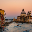 Sunset View of Venice Grand Canal and Basilica