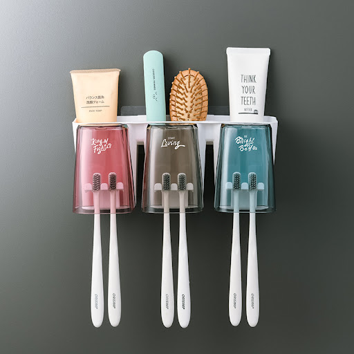 Title 2, Hole Free Toothbrush Rack, Mouthwash Cup, Tooth...