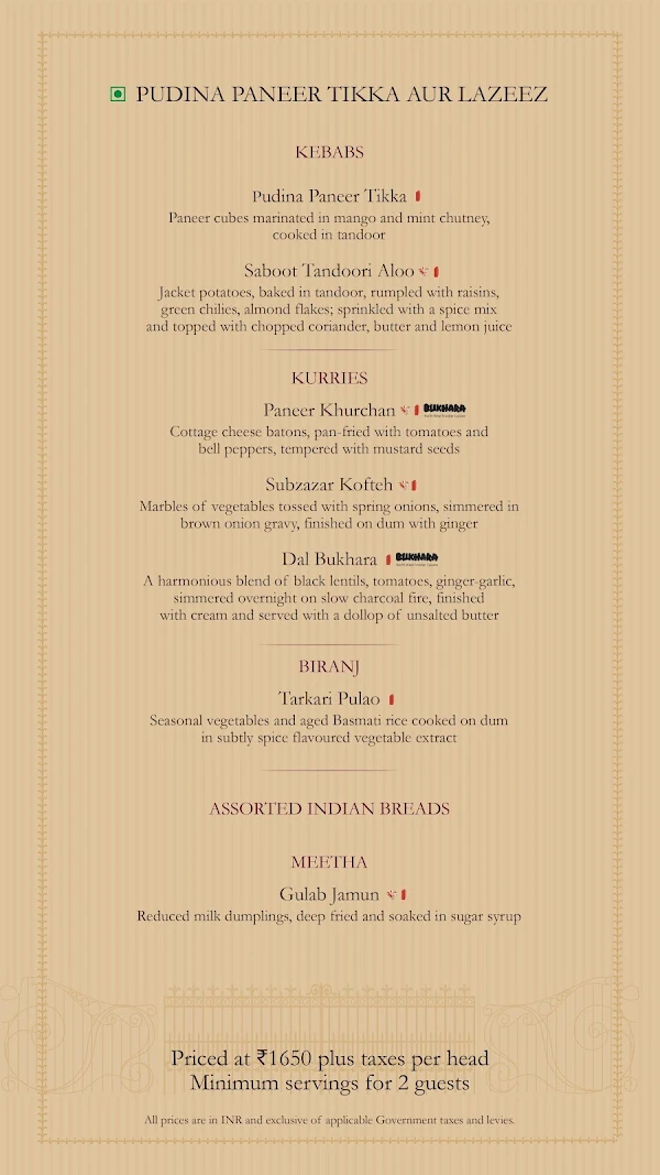 Kebabs & Kurries - Welcom Hotel Dwarka menu 