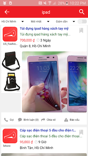 Rao vặt trên mobile mRaovat