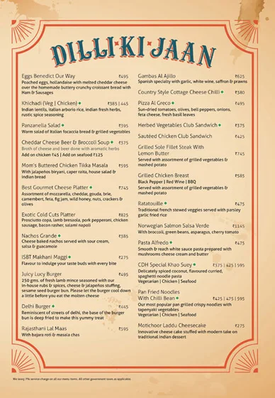 Cafe Delhi Heights menu 