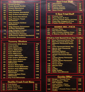 D Madras Cafe menu 