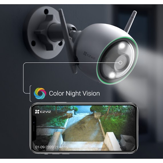 Camera Ai Ip Wifi Ngoài Trời Thông Minh, Màu Ban Đêm, Có Mic Ezviz C3N C3Tn H3C 2Mp (Chính Hãng)